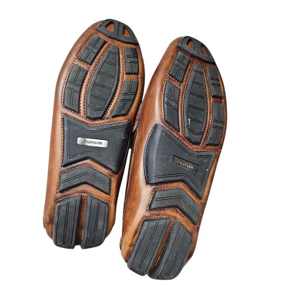 Magnanni Driving Loafer Mens 9 Brown Leather Horse Bit Shoes Minimal Preppy - Picture 8 of 8